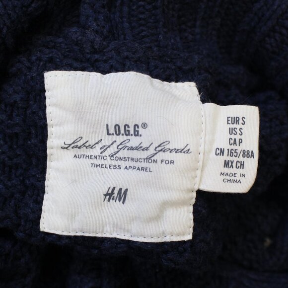 L.O.G.G. H&M Women's Chunky Cable Knit Long Sleeve Turtleneck Navy Sweater Small - Picture 10 of 10
